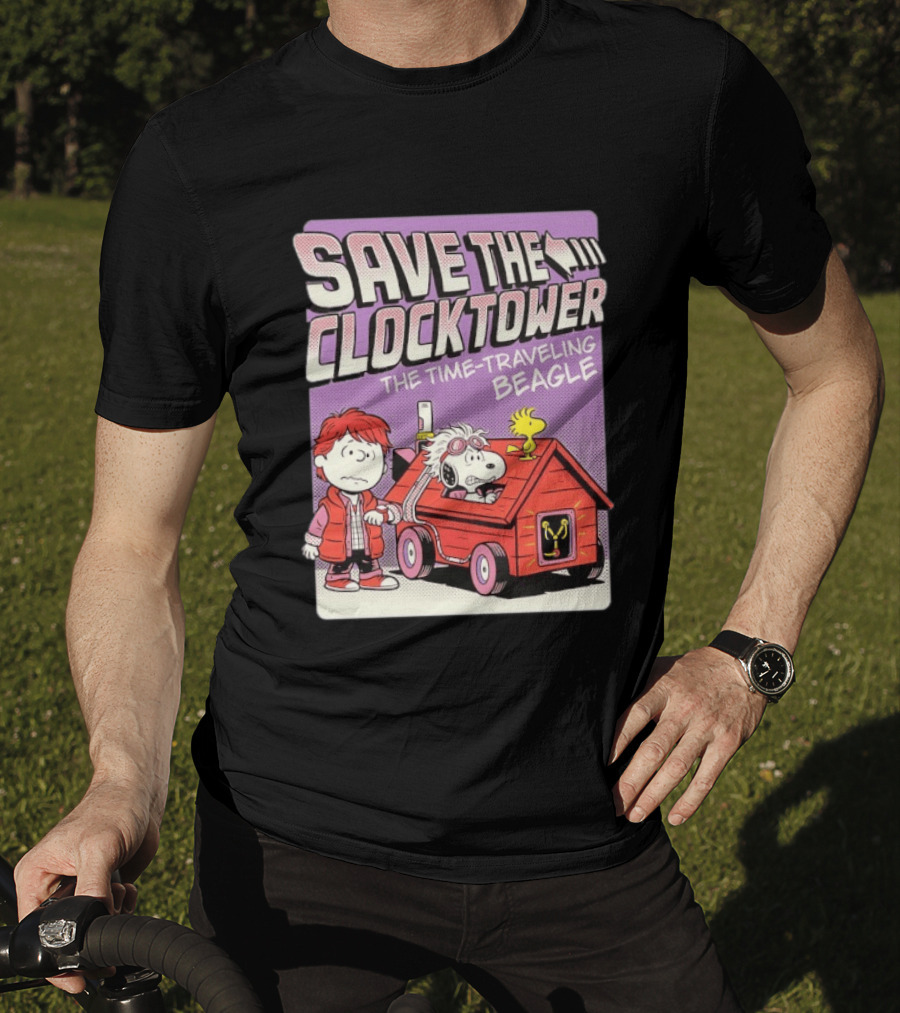 Save The Tower The Time Traveling Beagle Retro Adventure T-Shirt