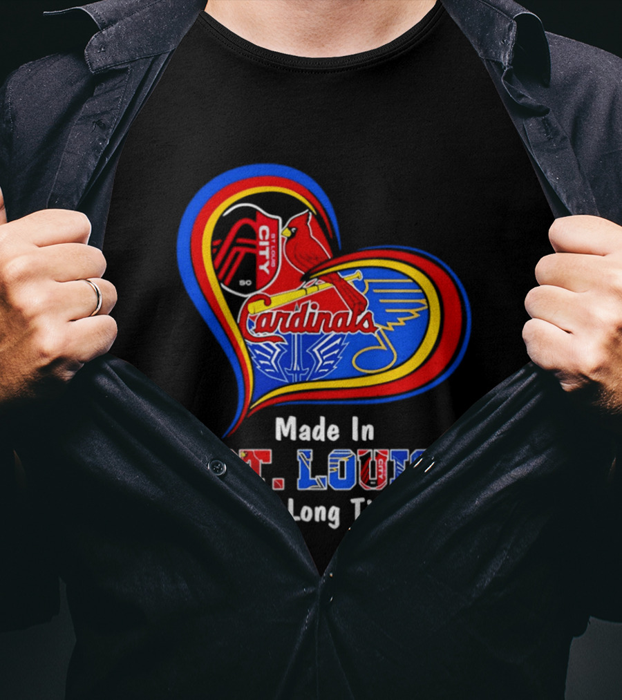 Made In St Louis Cardinals And Blues Heart A Long Long Time Ago T-Shirt