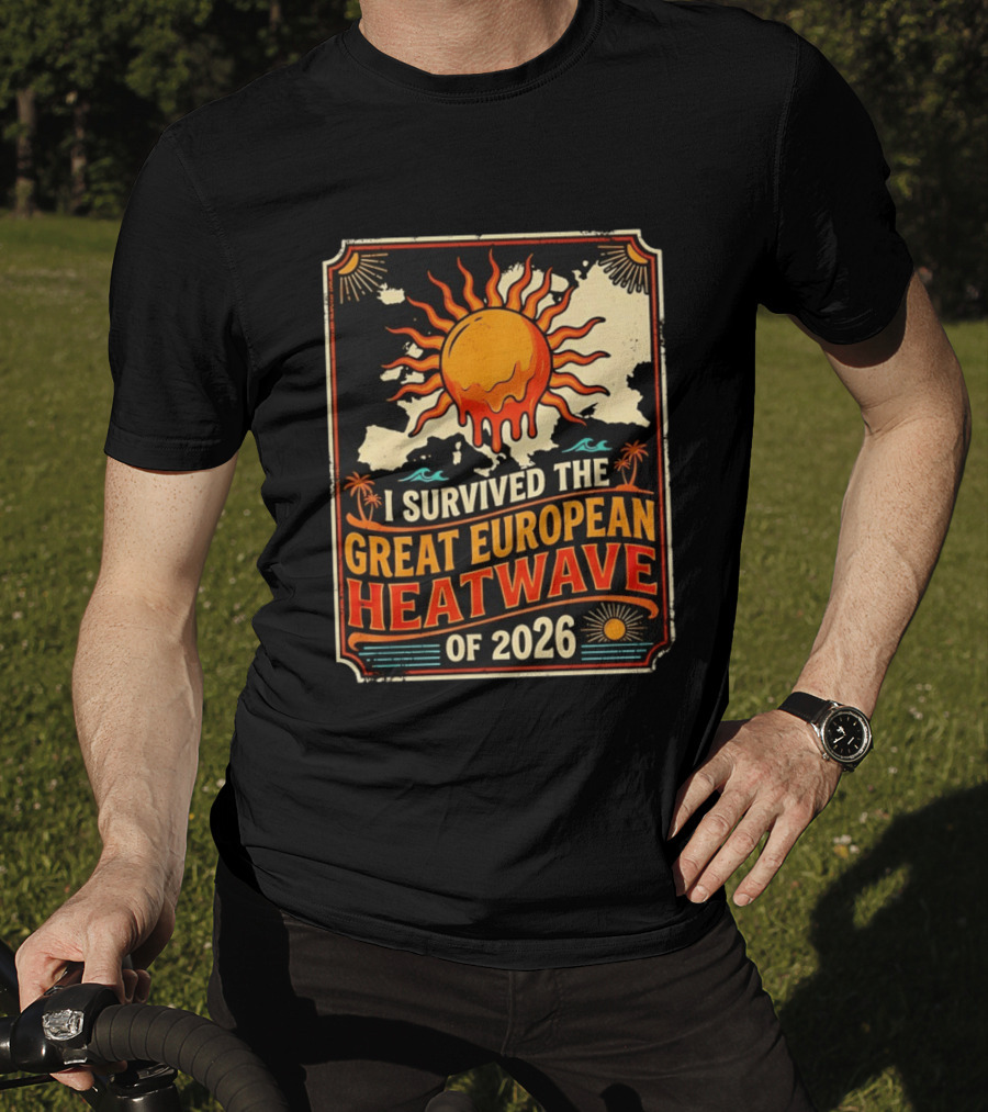 I Survived The Great European Heatwave Of 2026 Vintage Map Sun T-Shirt