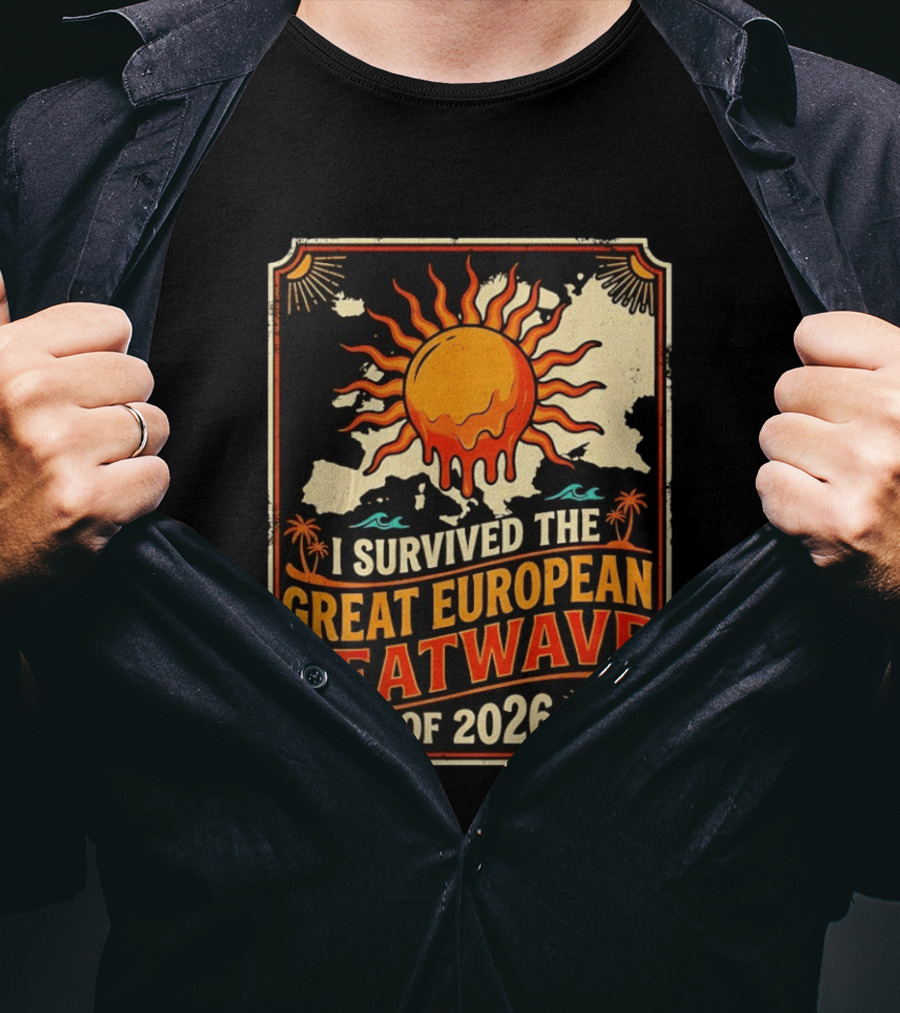 I Survived The Great European Heatwave Of 2026 Vintage Map Sun T-Shirt
