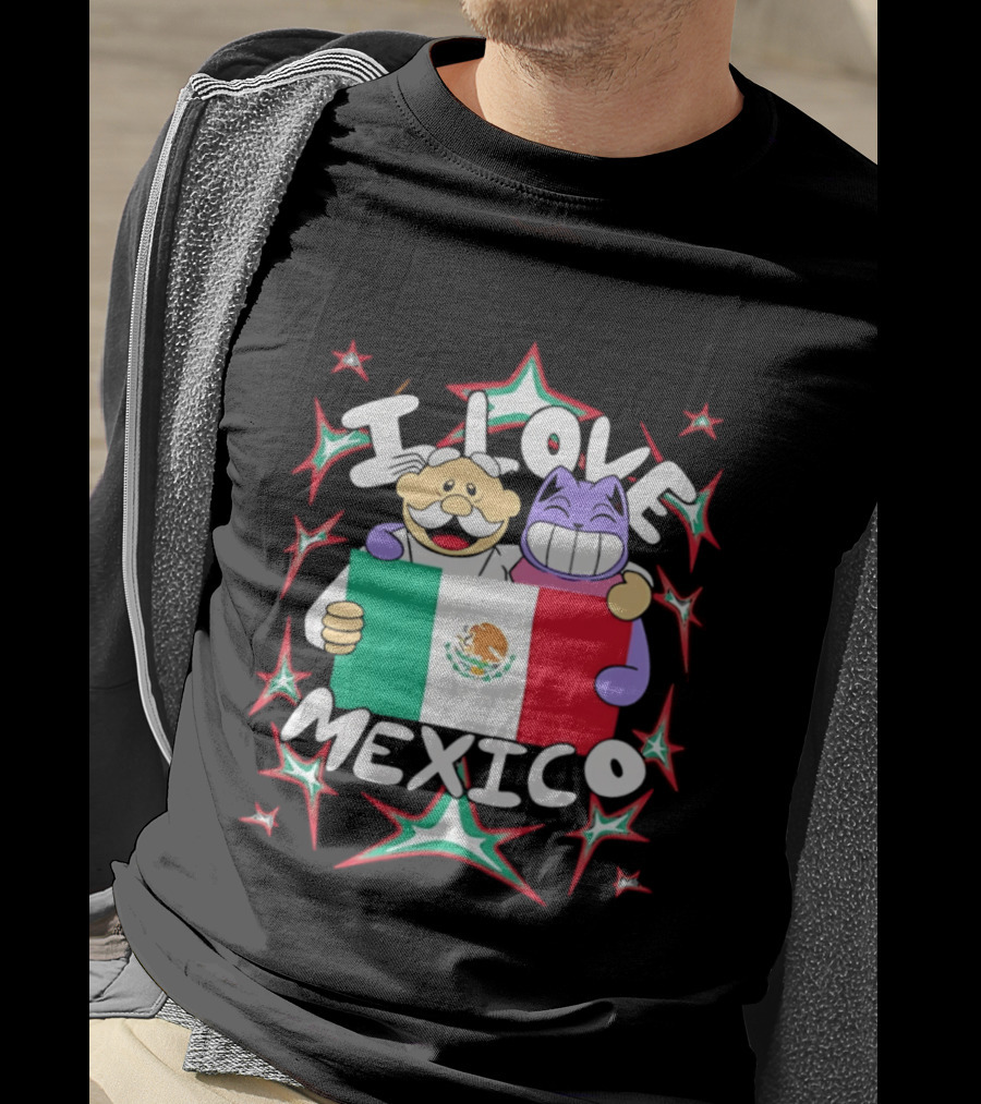 I Love Mexico Mexican Flag Cartoon Cat And Doctor T-Shirt
