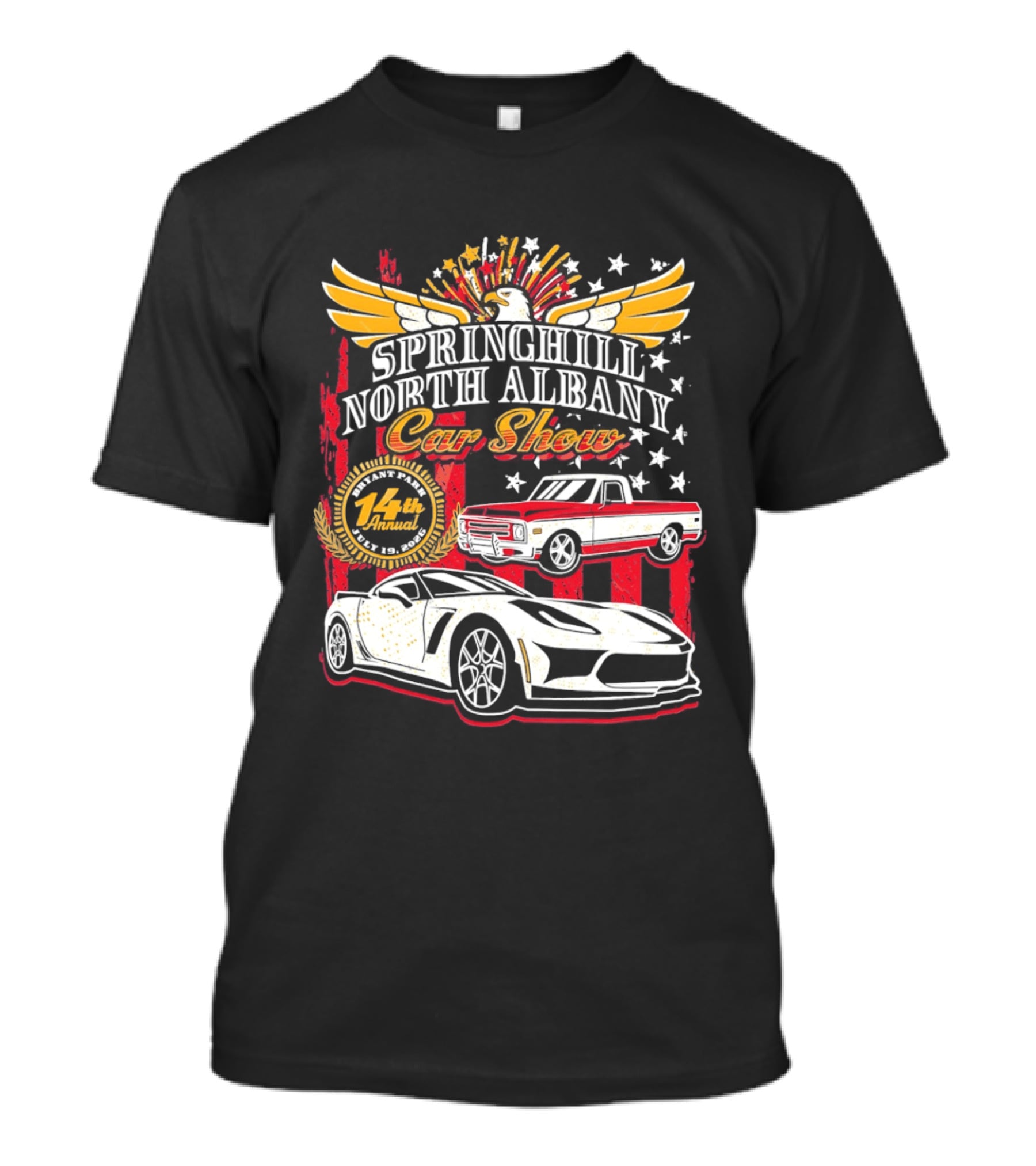 Springhill North Albany Car Show Vintage Truck And Sports Car Stars Wings T-Shirt