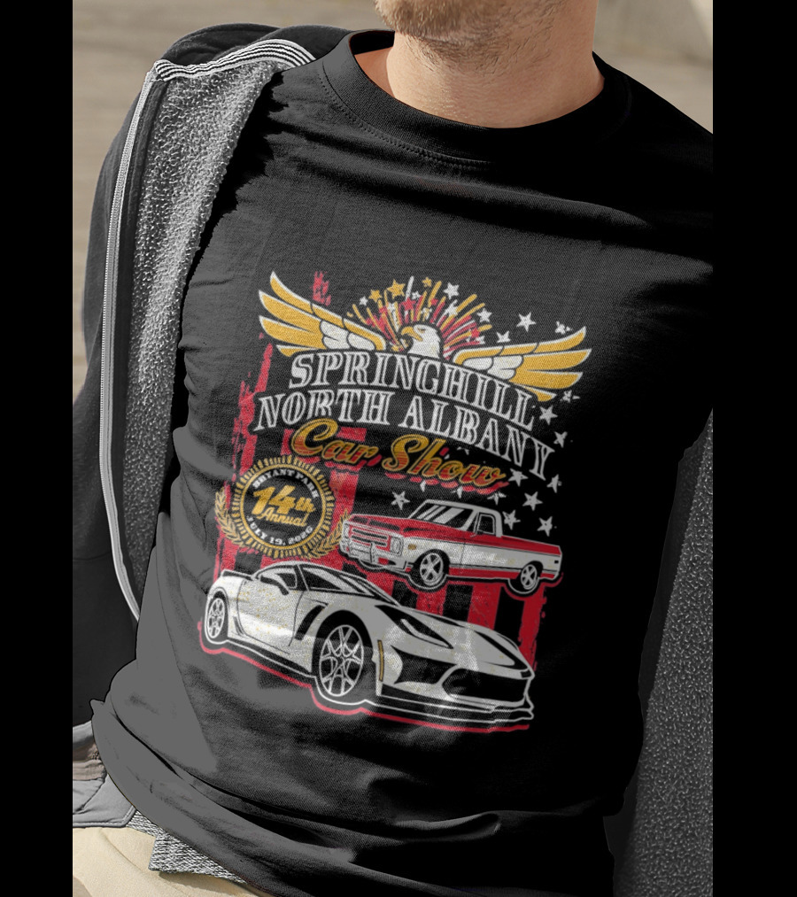 Springhill North Albany Car Show Vintage Truck And Sports Car Stars Wings T-Shirt