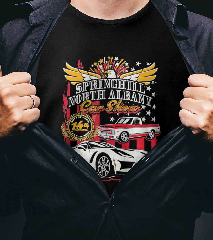 Springhill North Albany Car Show Vintage Truck And Sports Car Stars Wings T-Shirt