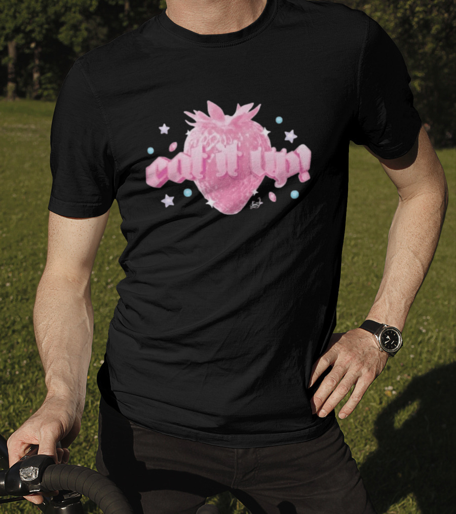 Naomi Jon Eat It Up Pink Strawberry Gothic Stars T-Shirt