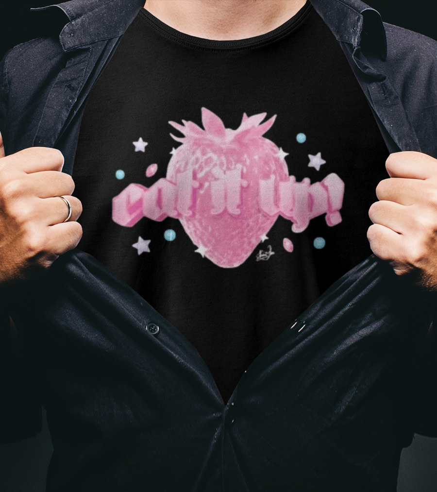 Naomi Jon Eat It Up Pink Strawberry Gothic Stars T-Shirt