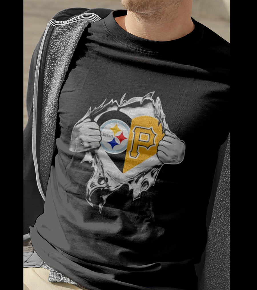 Steelers Pirates Heart Pittsburgh NFL MLB Fans T-Shirt