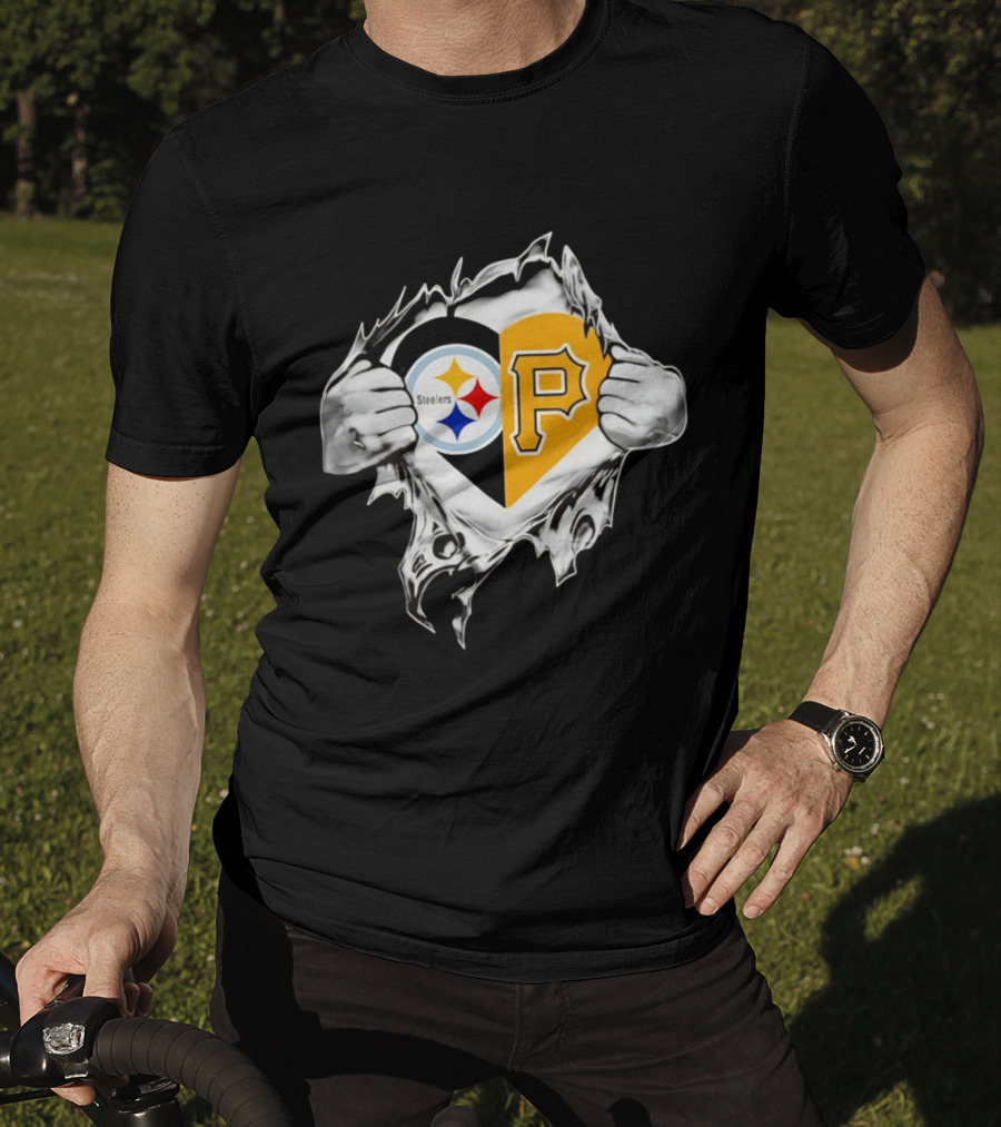 Steelers Pirates Heart Pittsburgh NFL MLB Fans T-Shirt