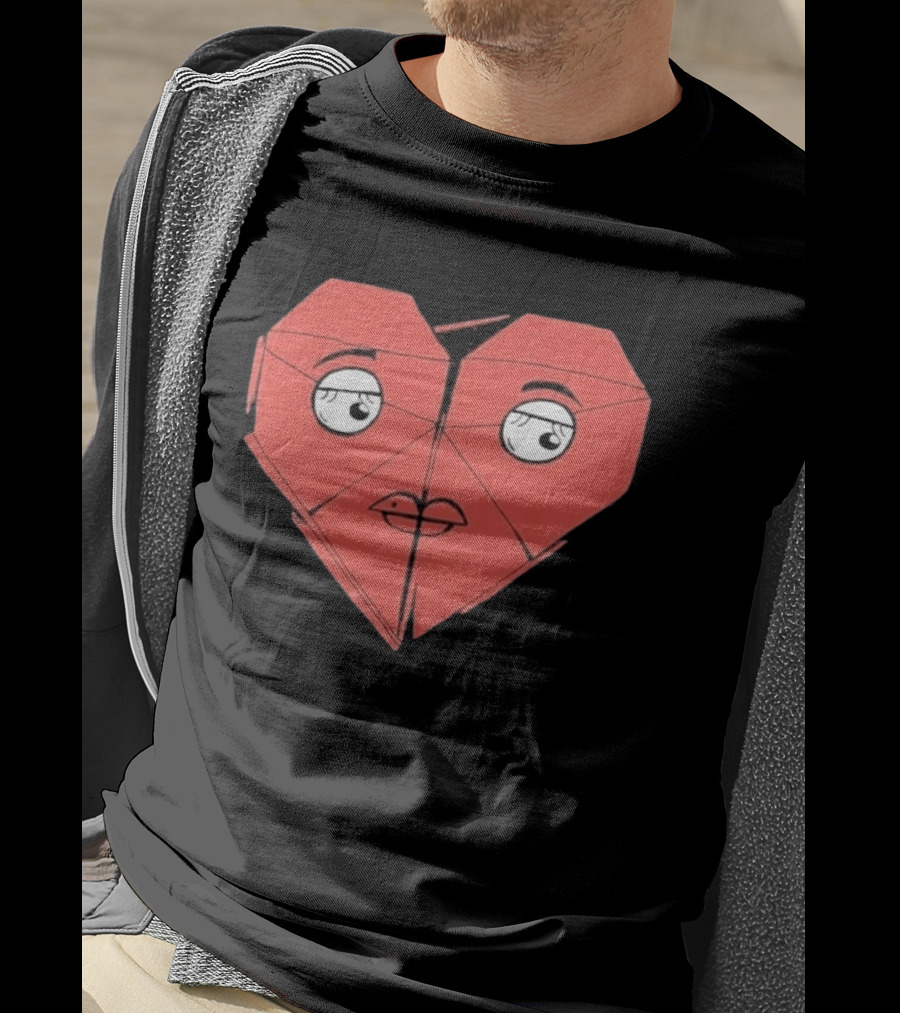 James Marriott Romanticise This Origami Heart Face T-Shirt