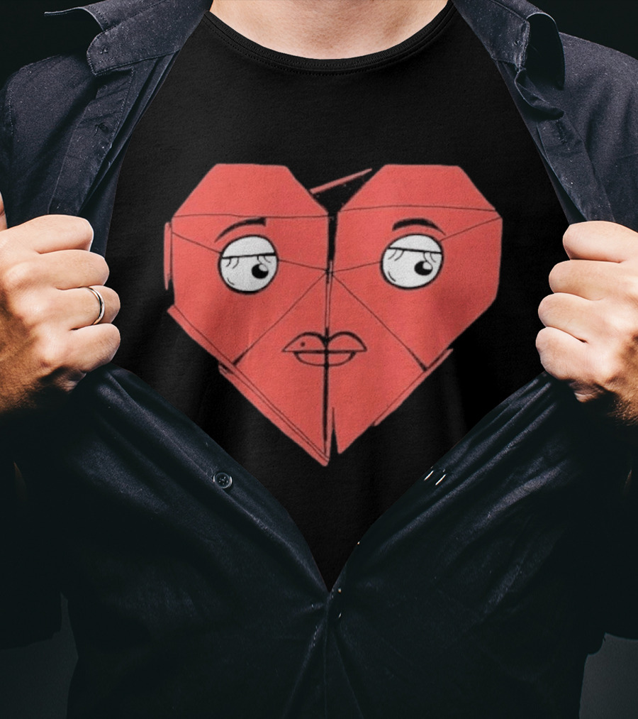 James Marriott Romanticise This Origami Heart Face T-Shirt