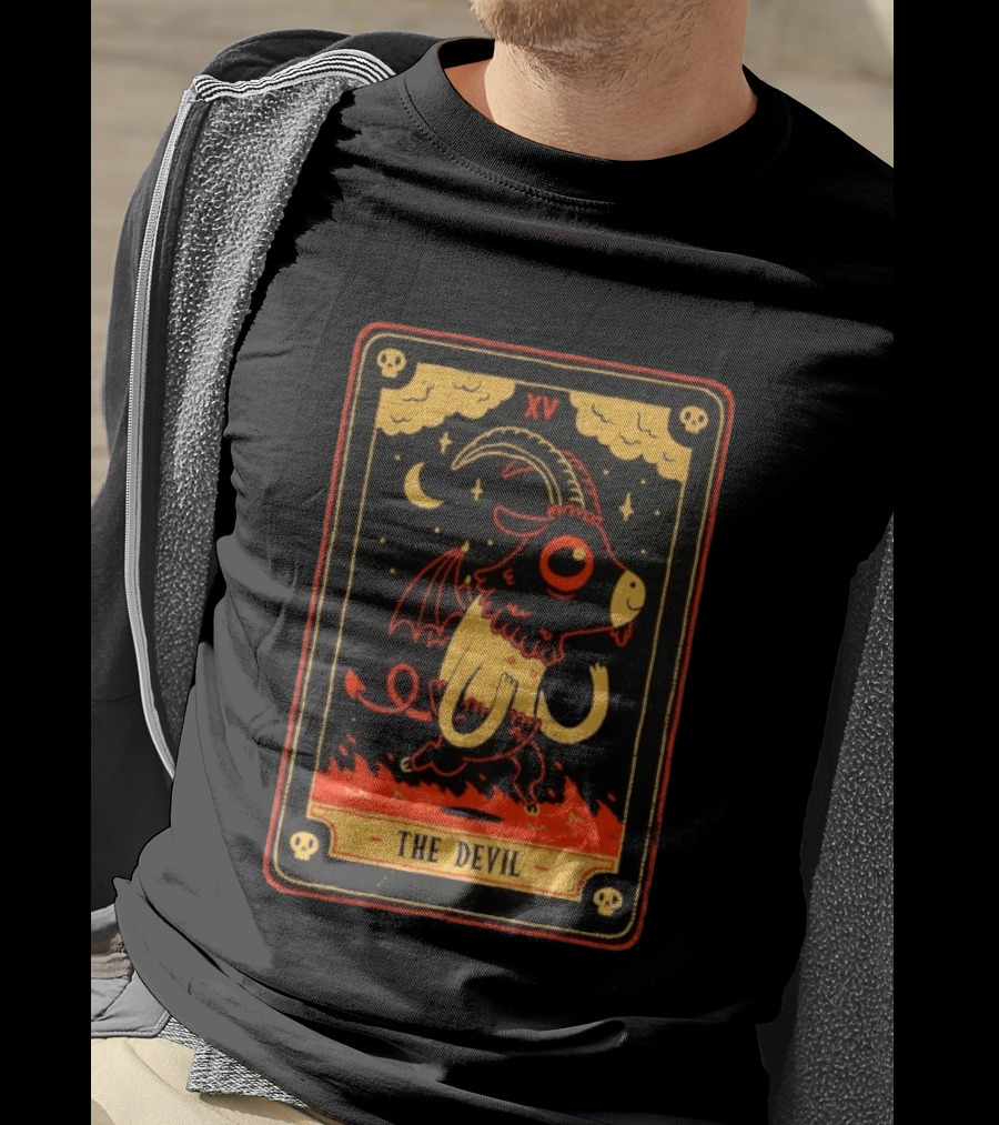 The Devil Tarot Card XV Occult Goat Satanic Gothic Baphomet T-Shirt