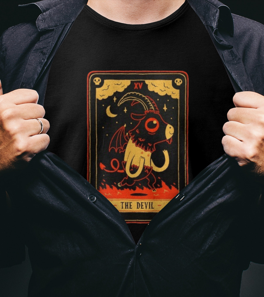 The Devil Tarot Card XV Occult Goat Satanic Gothic Baphomet T-Shirt
