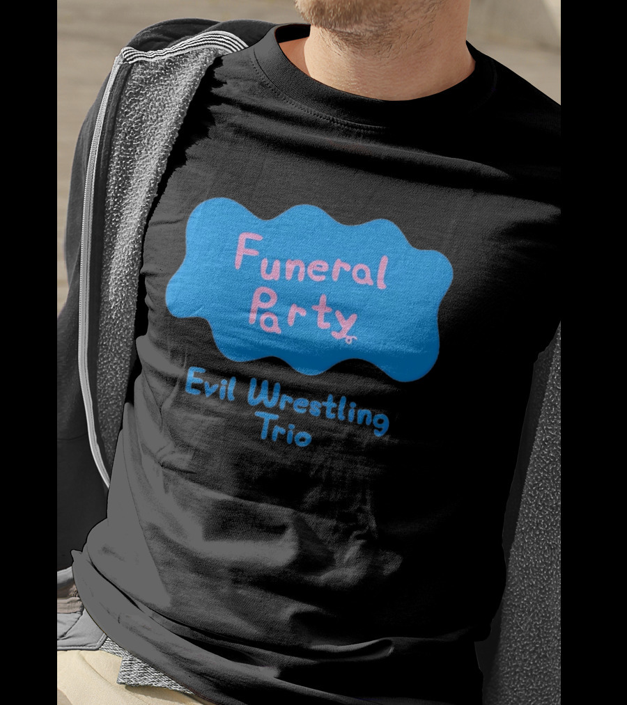 Funeral Party Evil Wrestling Trio Retro Blue Pink T-Shirt