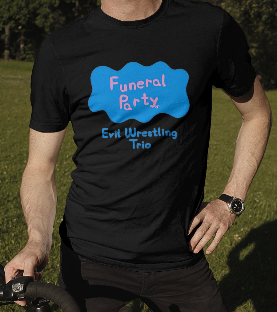 Funeral Party Evil Wrestling Trio Retro Blue Pink T-Shirt