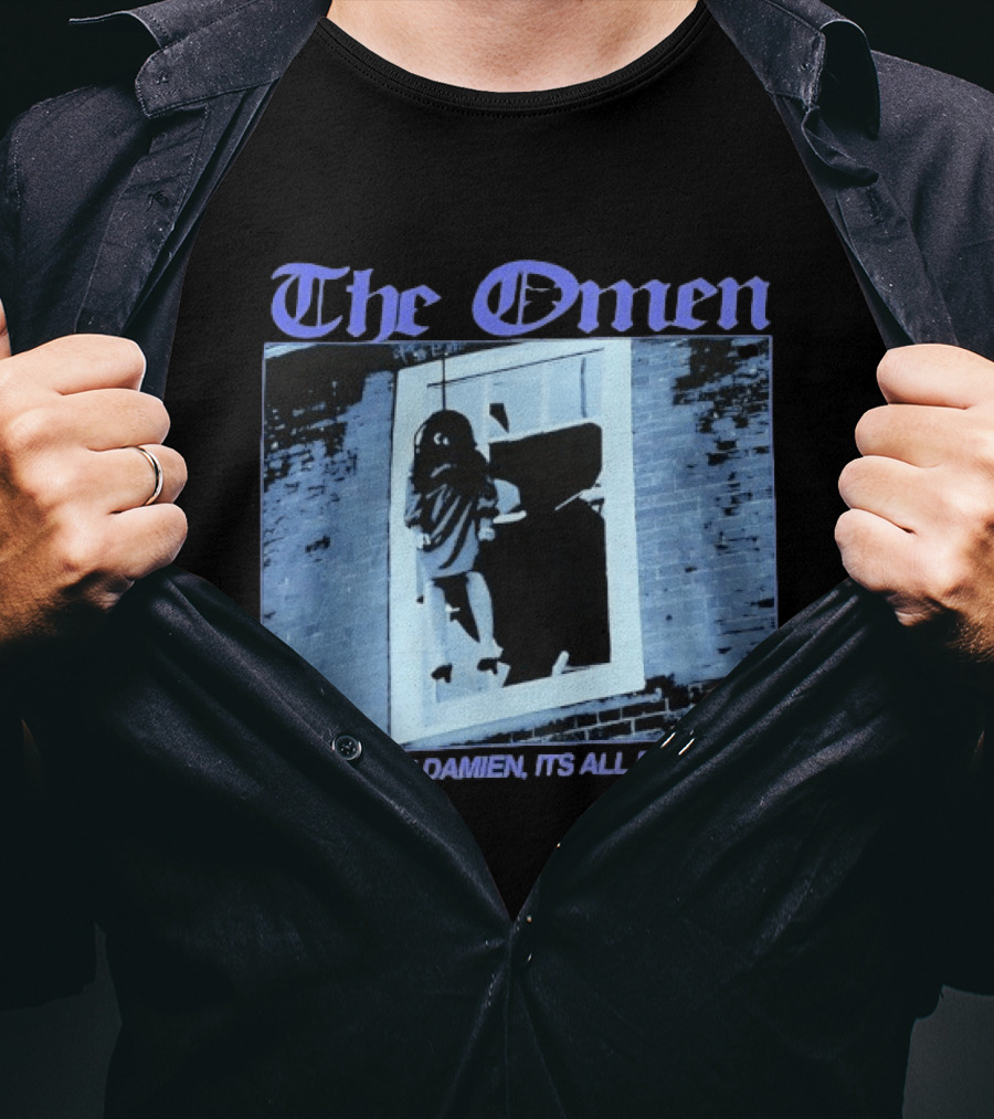 The Omen Look At Me Damien It's All For You Classic Horror Scene T-Shirt