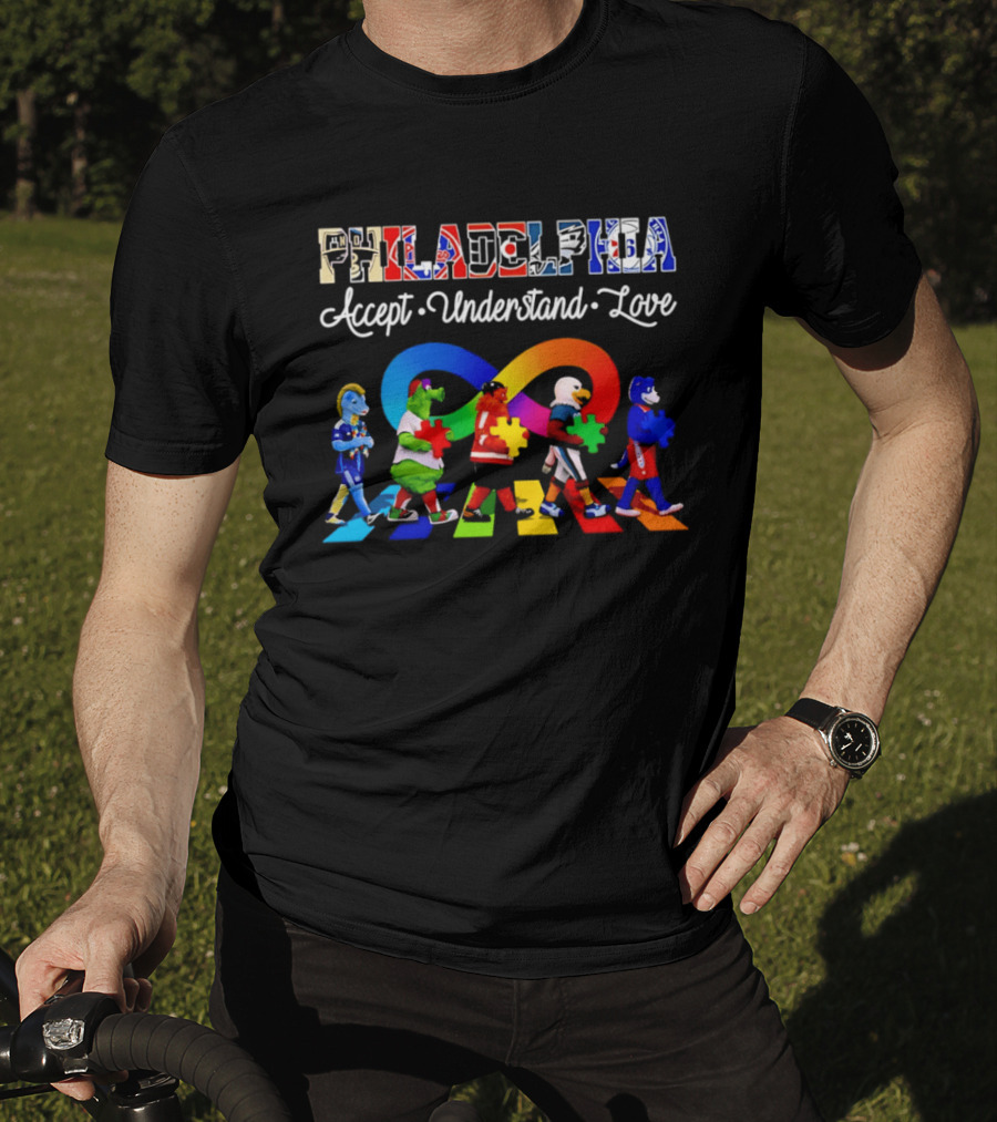Philadelphia Mascots Autism Awareness Accept Understand Love T-Shirt