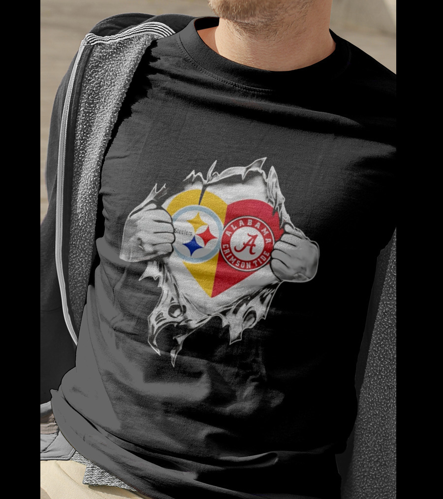 Pittsburgh Steelers Alabama Crimson Tide Heart Dual T-Shirt