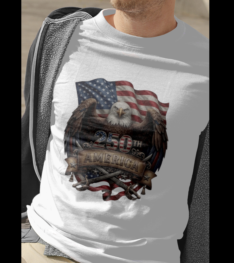 Patriotic Bald Eagle USA Flag America 250th Anniversary T-Shirt