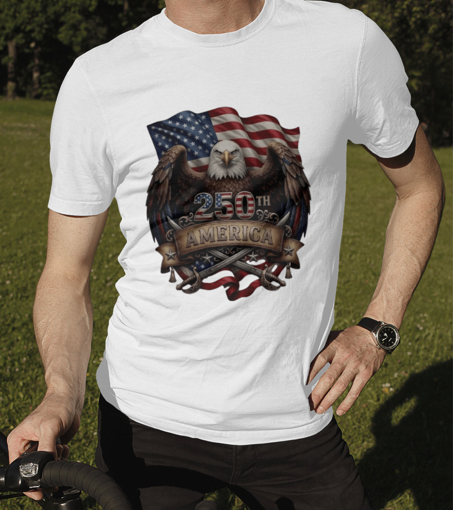 Patriotic Bald Eagle USA Flag America 250th Anniversary T-Shirt