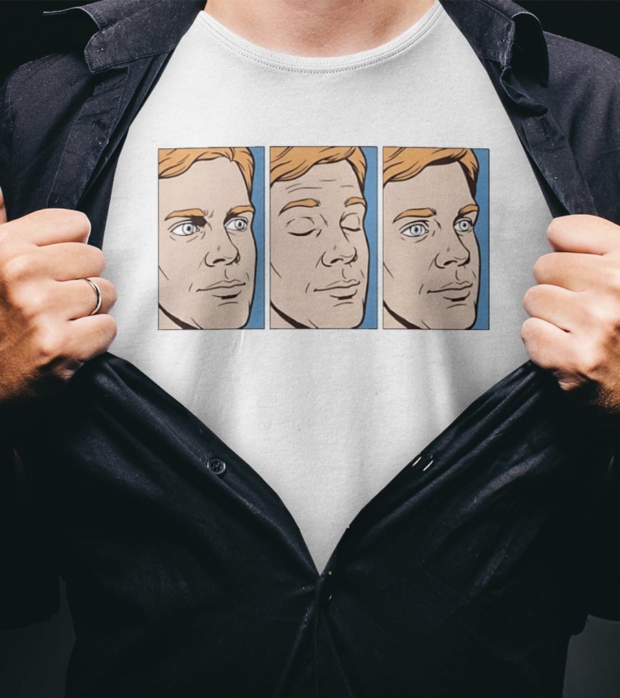 Blinking White Guy Meme Reaction Face Comic Triptych T-Shirt