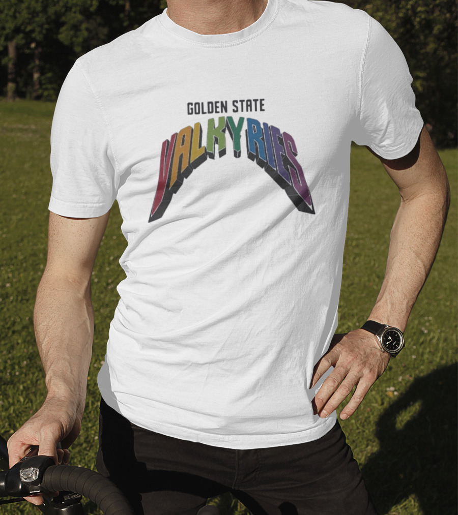 Golden State Valkyries Rainbow Multicolor Curved T-Shirt