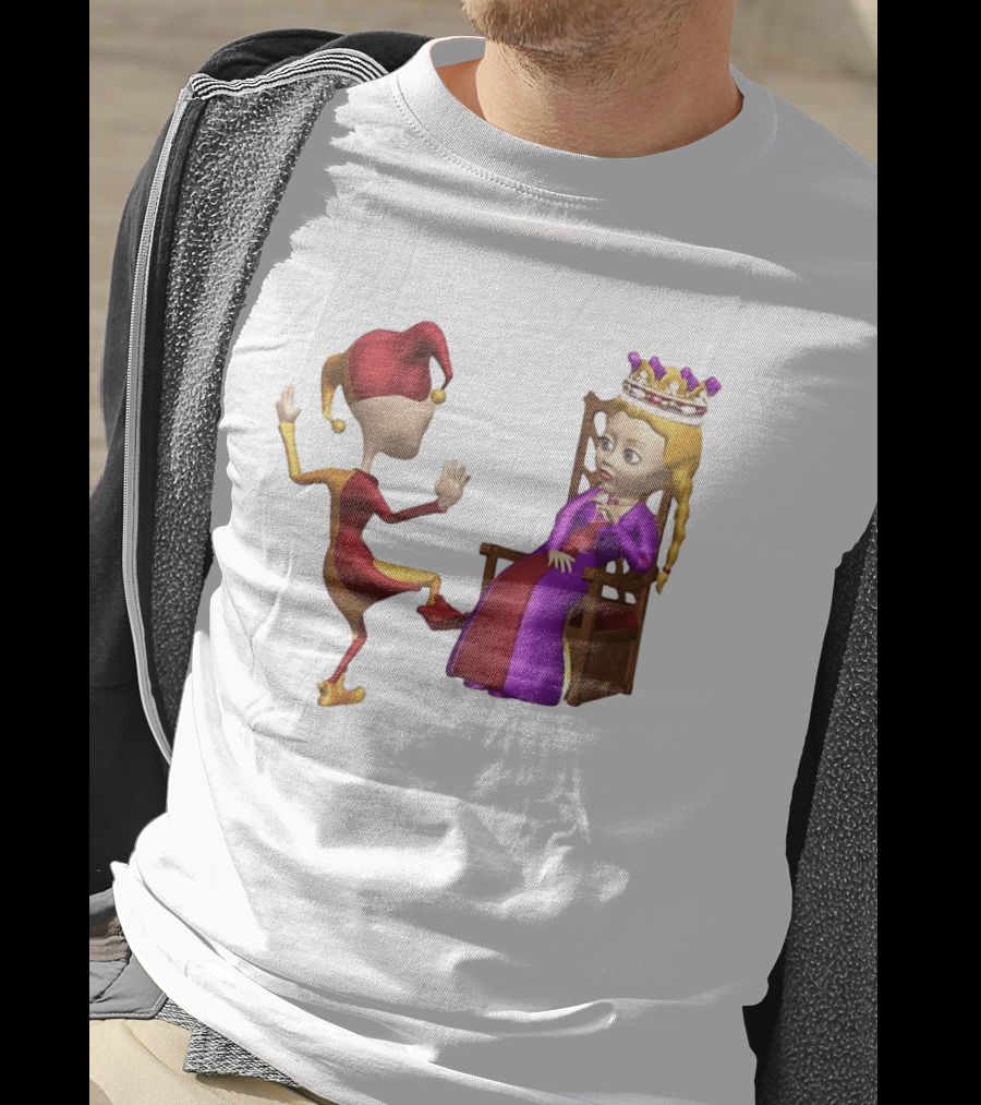 Jester Queen Medieval Royalty Scene With Court Entertainer And Regal Throne T-Shirt