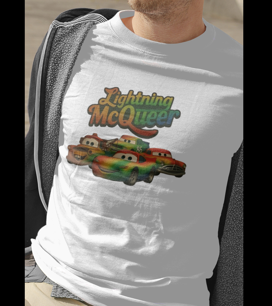 Lightning McQueer Pride Cars Movie Characters Rainbow T-Shirt
