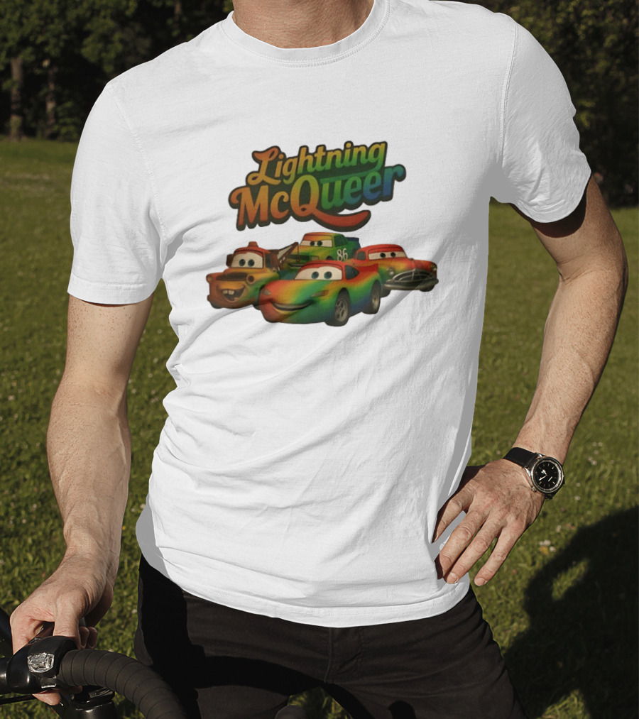 Lightning McQueer Pride Cars Movie Characters Rainbow T-Shirt