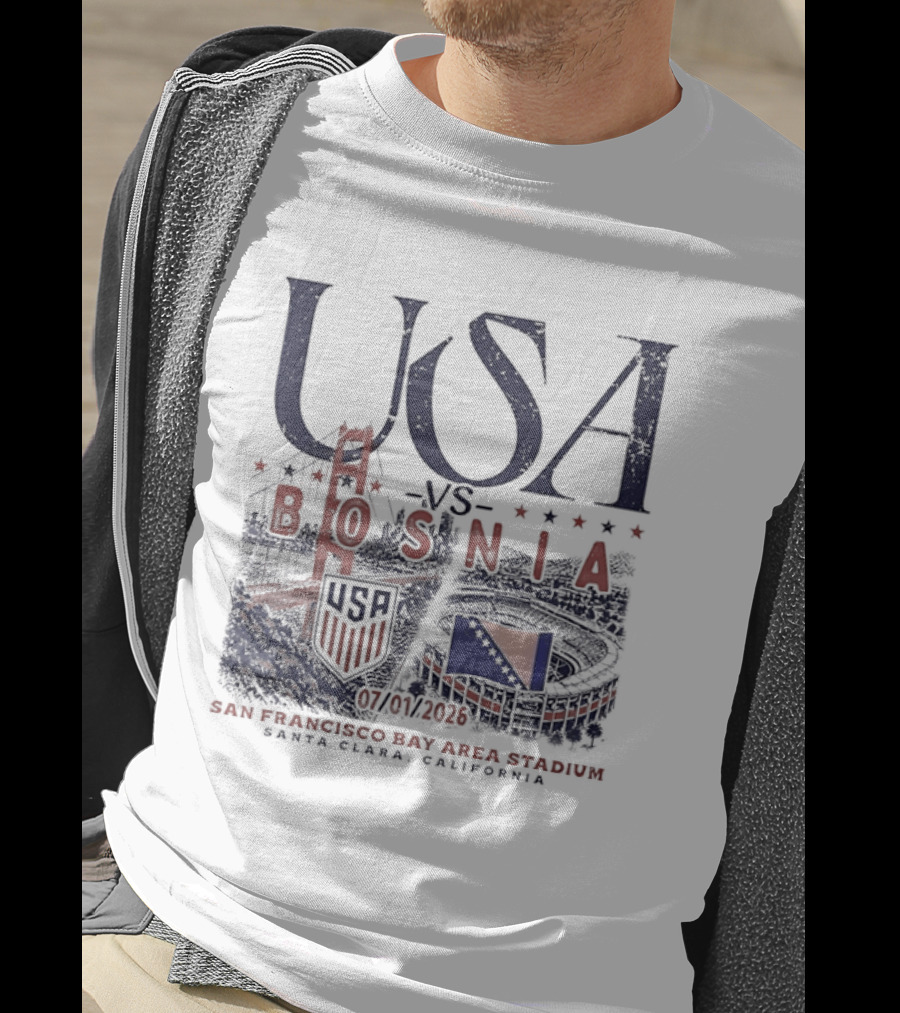USA Vs Bosnia San Francisco Bay Area Stadium July 2026 Match Up T-Shirt