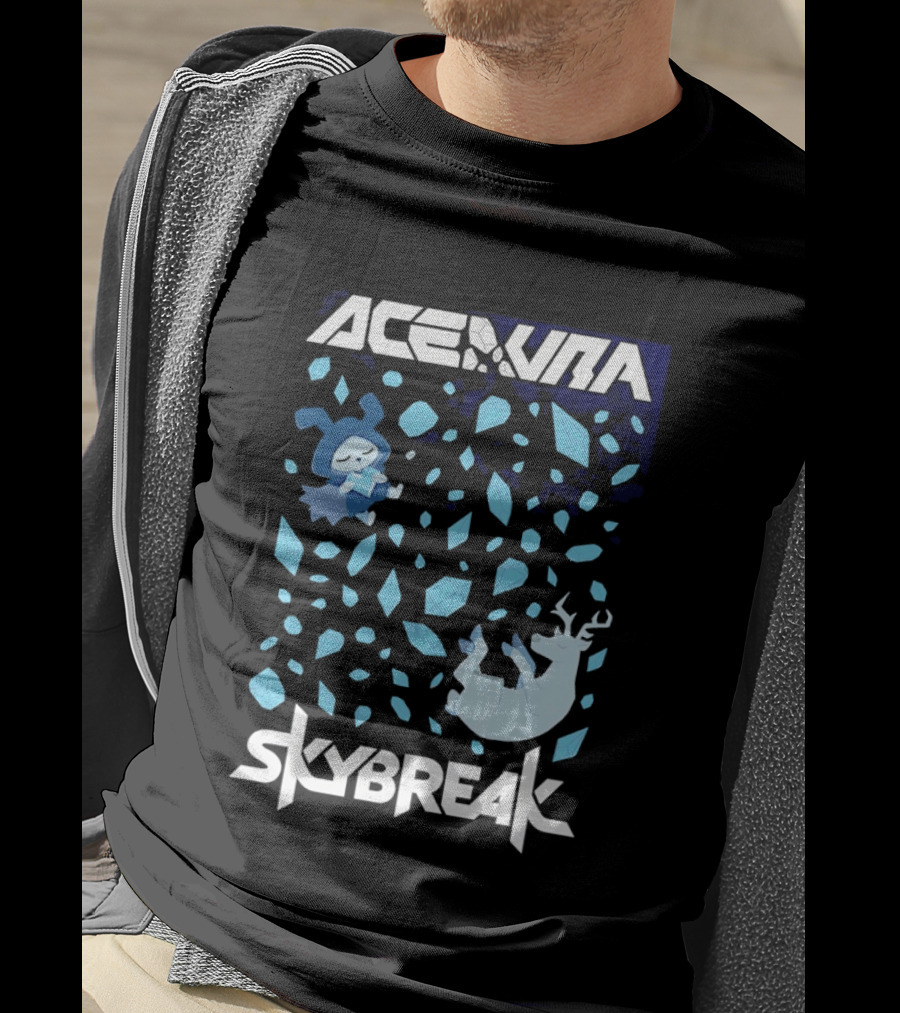 Ace Aura Skybreak EDM Music Artistic Falling Character And Deer With Blue Leaves T-Shirt