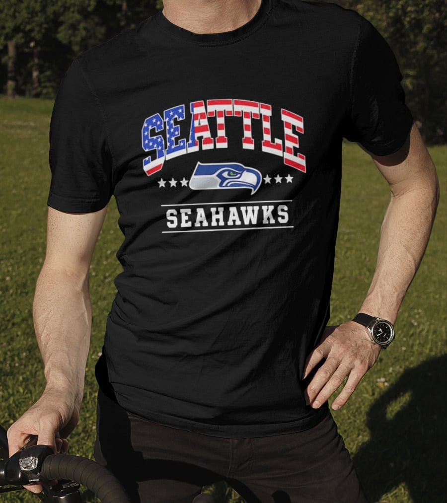 Seattle Seahawks 1776 2026 250 Years 4th Of July American Flag Stars USA T-Shirt