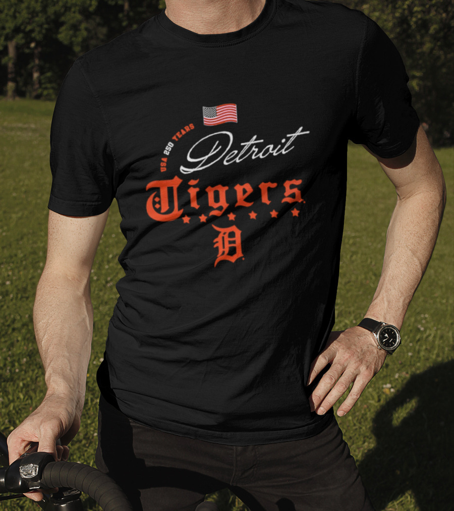 Detroit Tigers 250 Years USA Celebration Happy 4th Of July T-Shirt