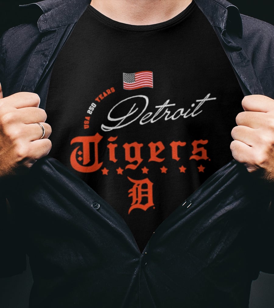 Detroit Tigers 250 Years USA Celebration Happy 4th Of July T-Shirt
