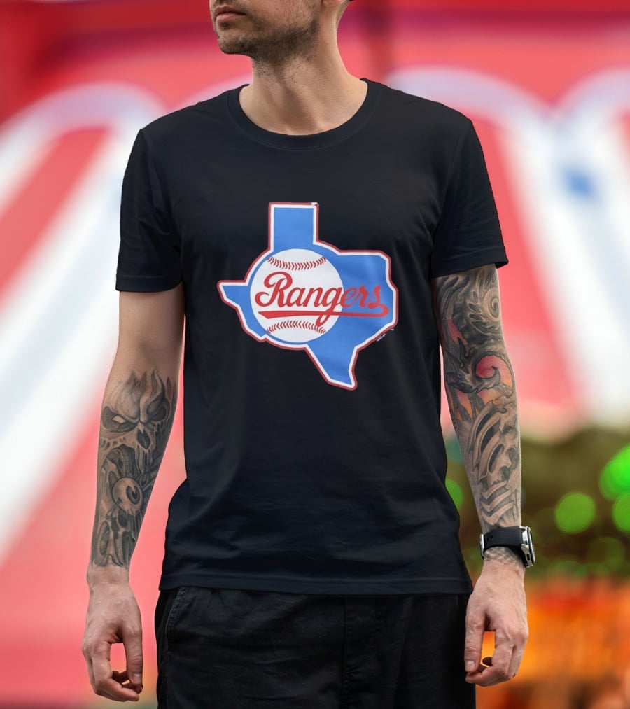Texas Rangers Baseball Cursive Script Texas State T-Shirt