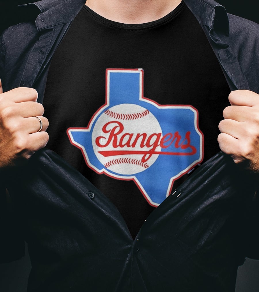 Texas Rangers Baseball Cursive Script Texas State T-Shirt