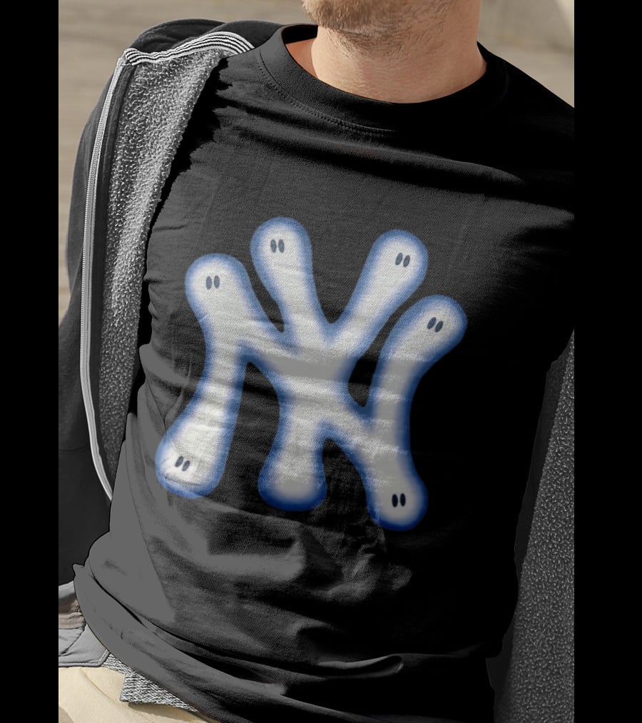 New York Yankees Ghostly Logo With Spooky Eyes T-Shirt