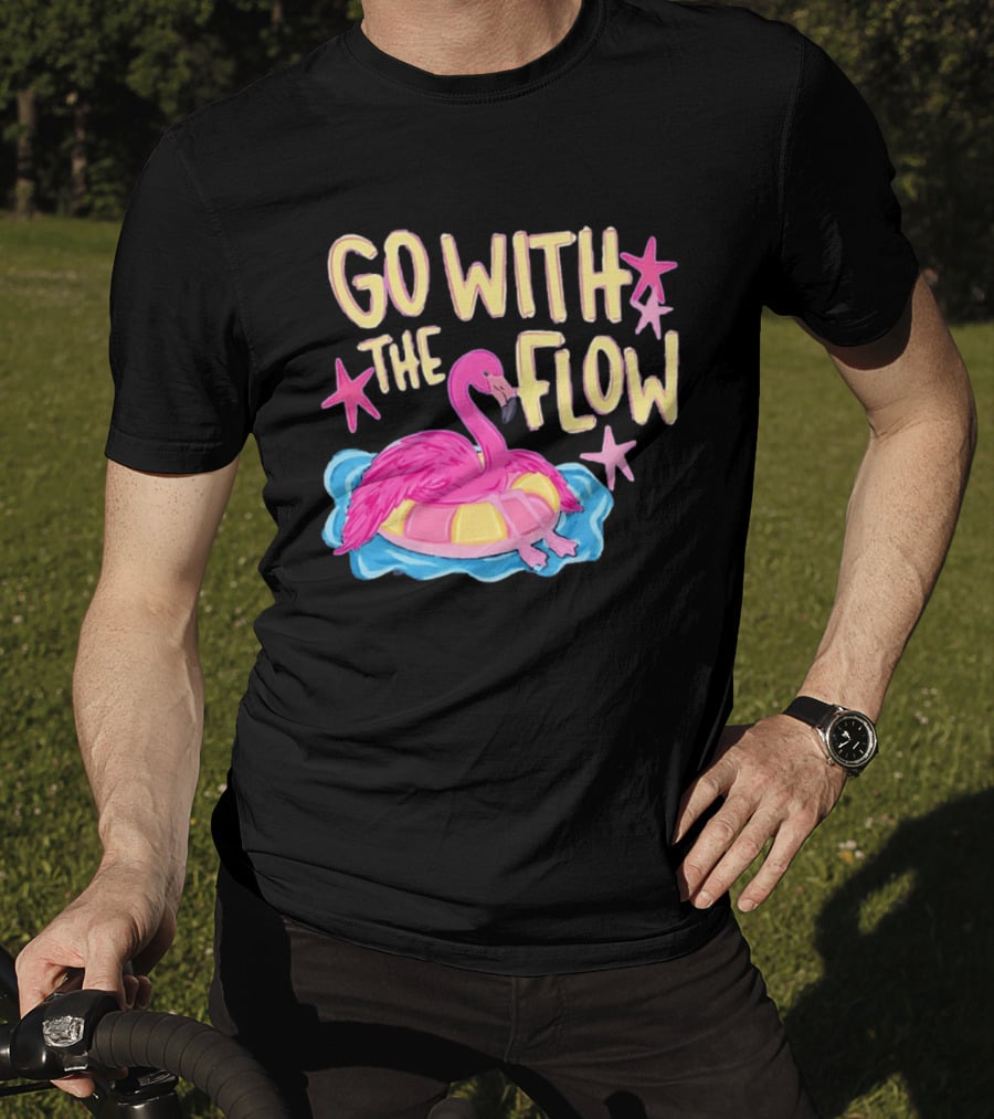 Go With The Flow Flamingo Summer Tropical Vibes T-Shirt