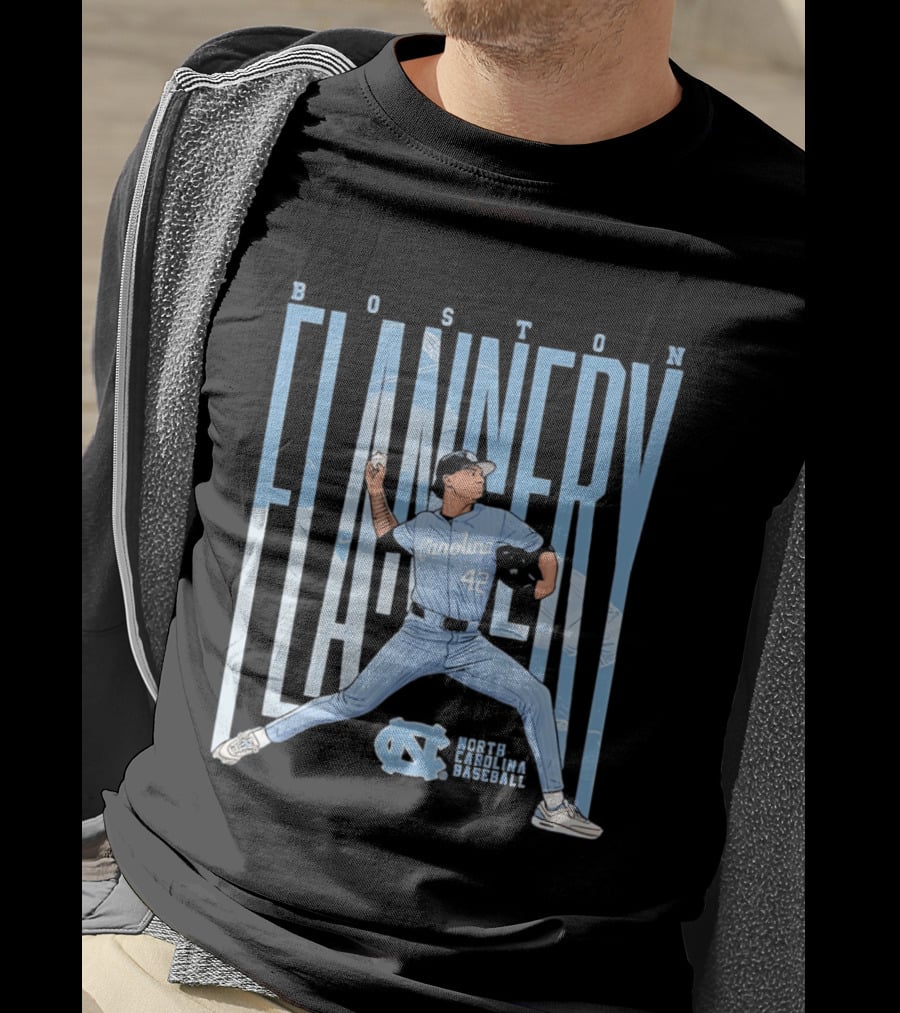 Boston Flannery North Carolina Tar Heels Baseball Carolina 42 T-Shirt