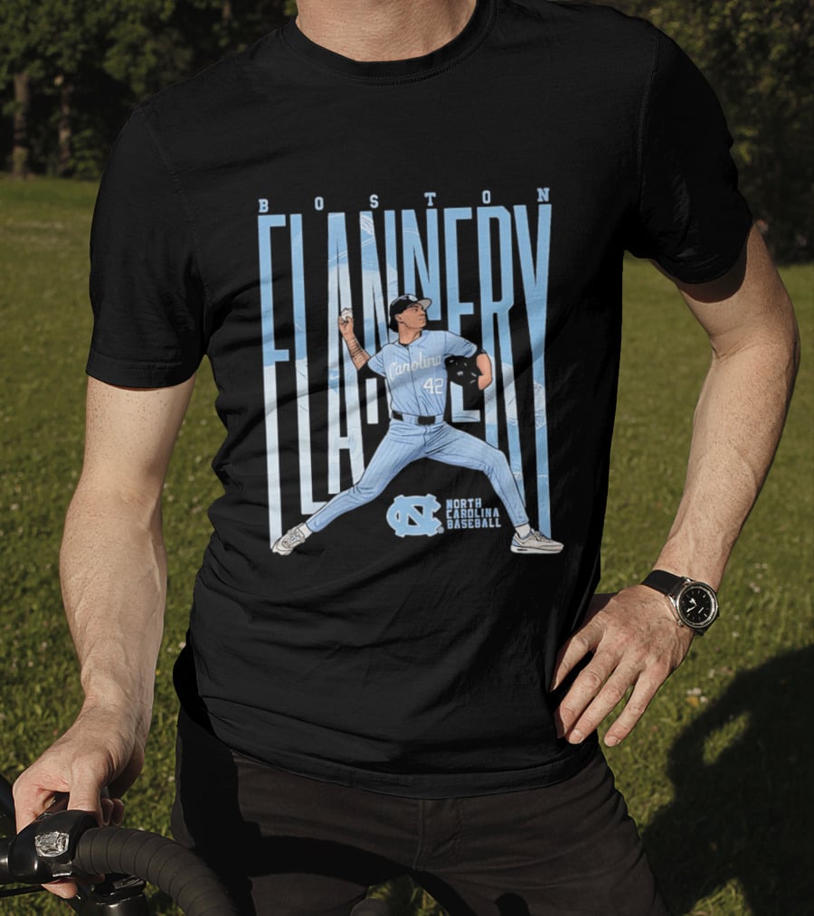 Boston Flannery North Carolina Tar Heels Baseball Carolina 42 T-Shirt
