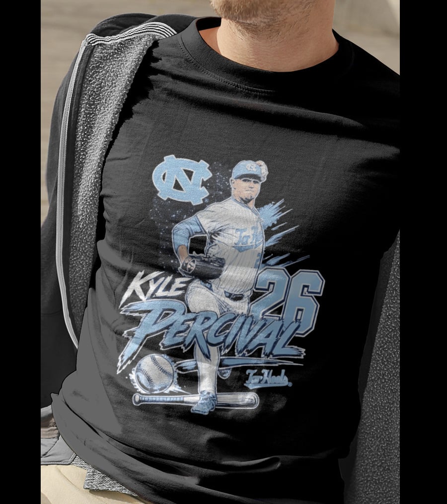 North Carolina Tar Heels Kyle Percival 26 Baseball Pitcher T-Shirt