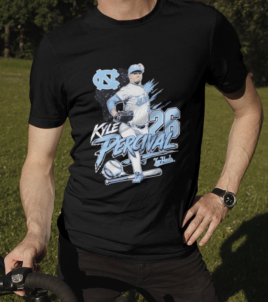 North Carolina Tar Heels Kyle Percival 26 Baseball Pitcher T-Shirt