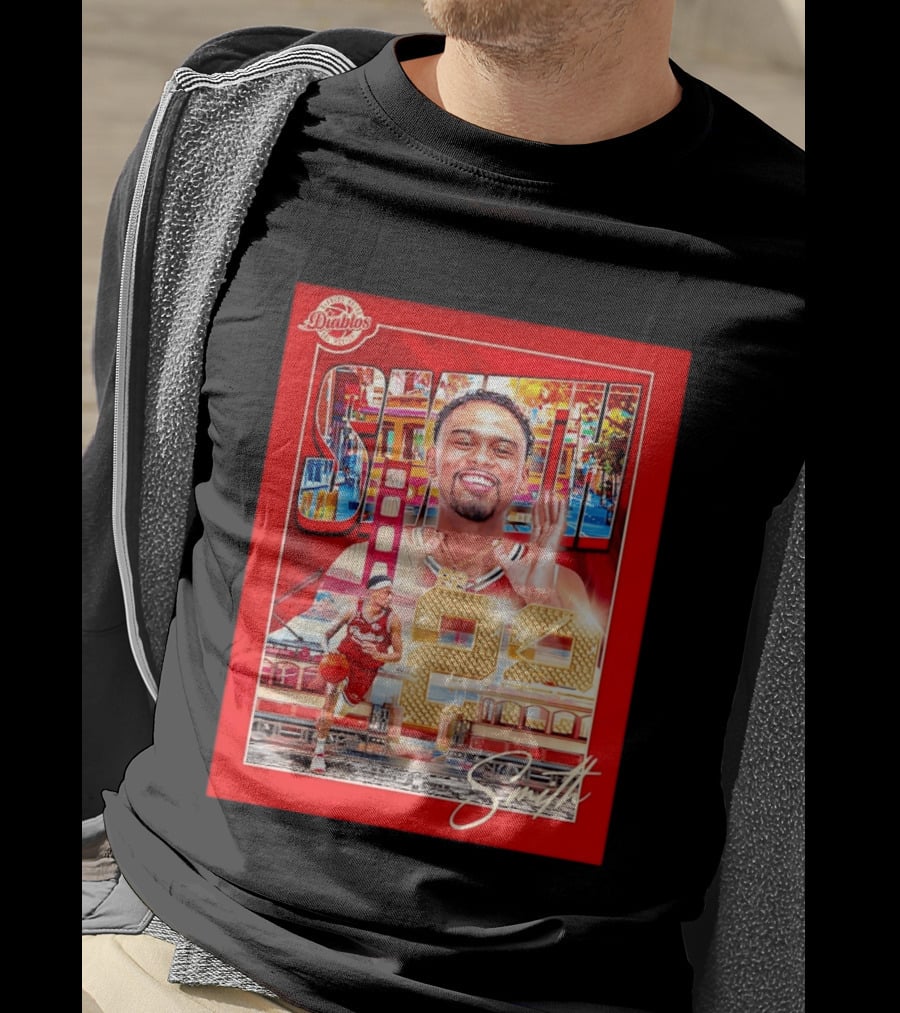 Tyrus Smith Diablos Rojos 24 Basketball San Francisco Bridge T-Shirt