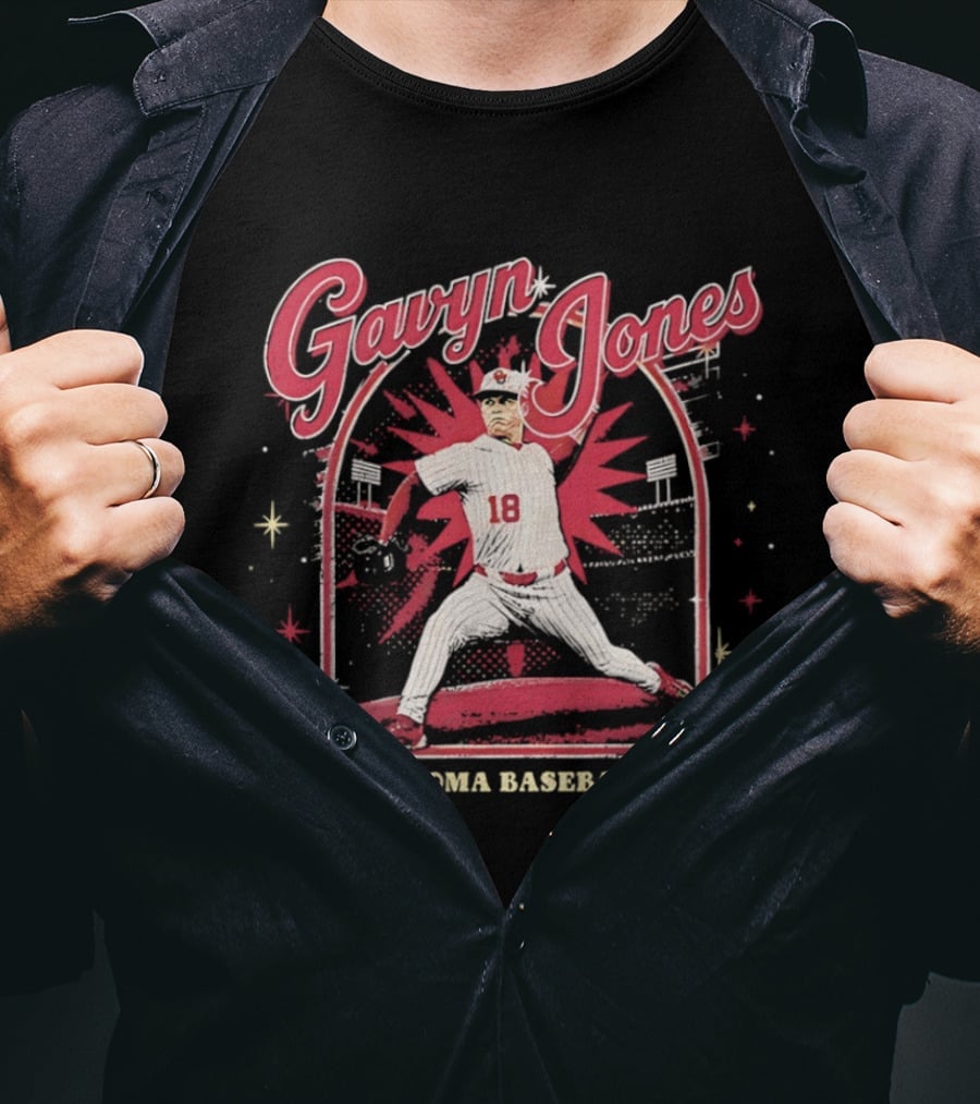 Gavyn Jones Oklahoma Baseball Sooners Player Pitching Action 18 OU T-Shirt