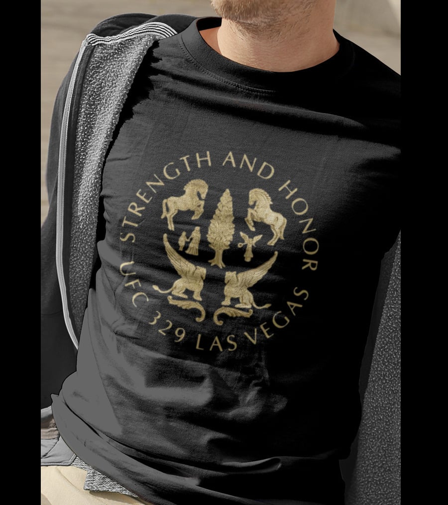 UFC 329 Las Vegas Strength And Honor Gladiator Symbolism T-Shirt