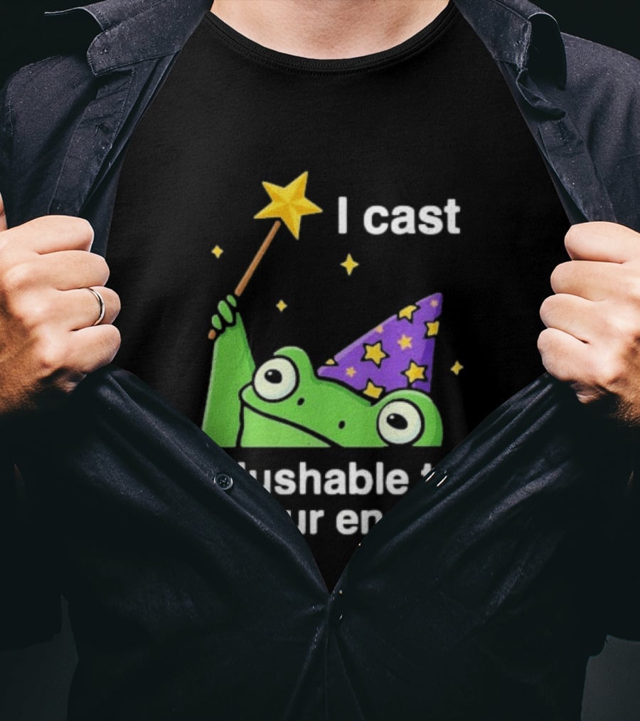 I Cast Unflushable Turd Upon Ur Enemies Frog Wizard Wand Stars Purple Hat T-Shirt