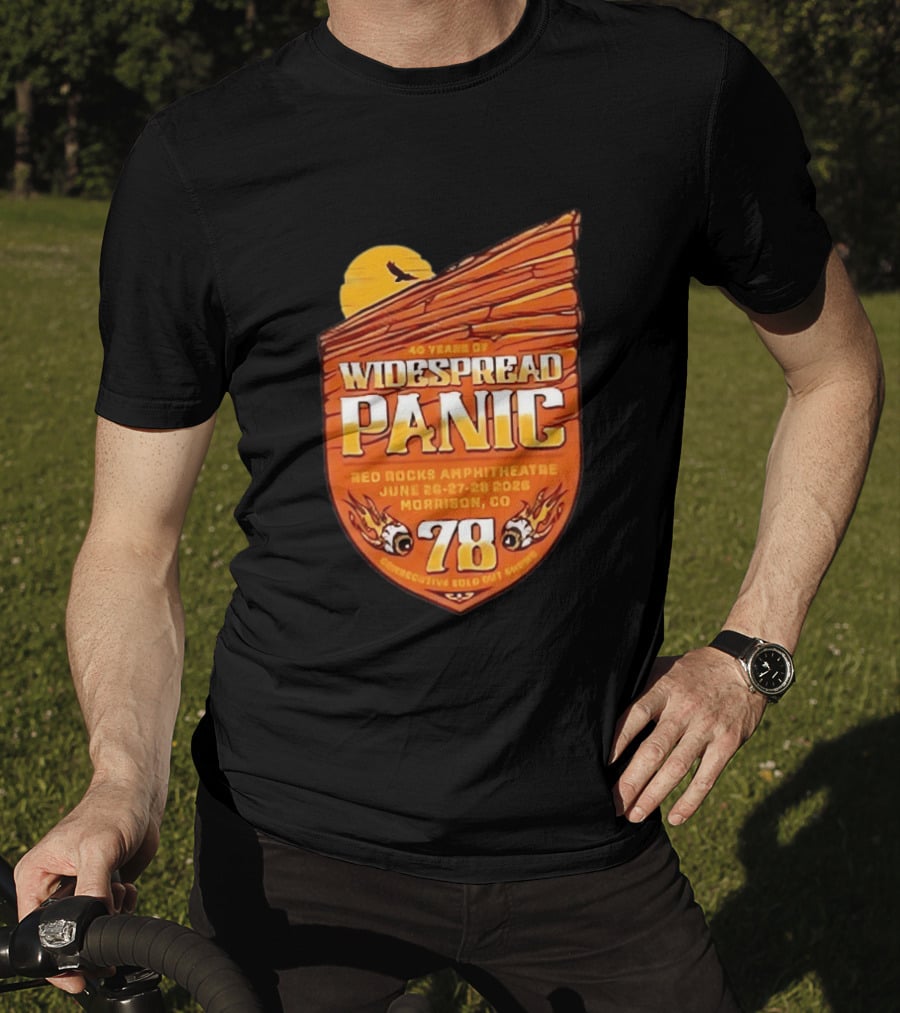 40 Years Of Widespread Panic Red Rocks Amphitheatre June 26 28 2026 Morrison Colorado 78 Consecutive Sold Out Shows T-Shirt