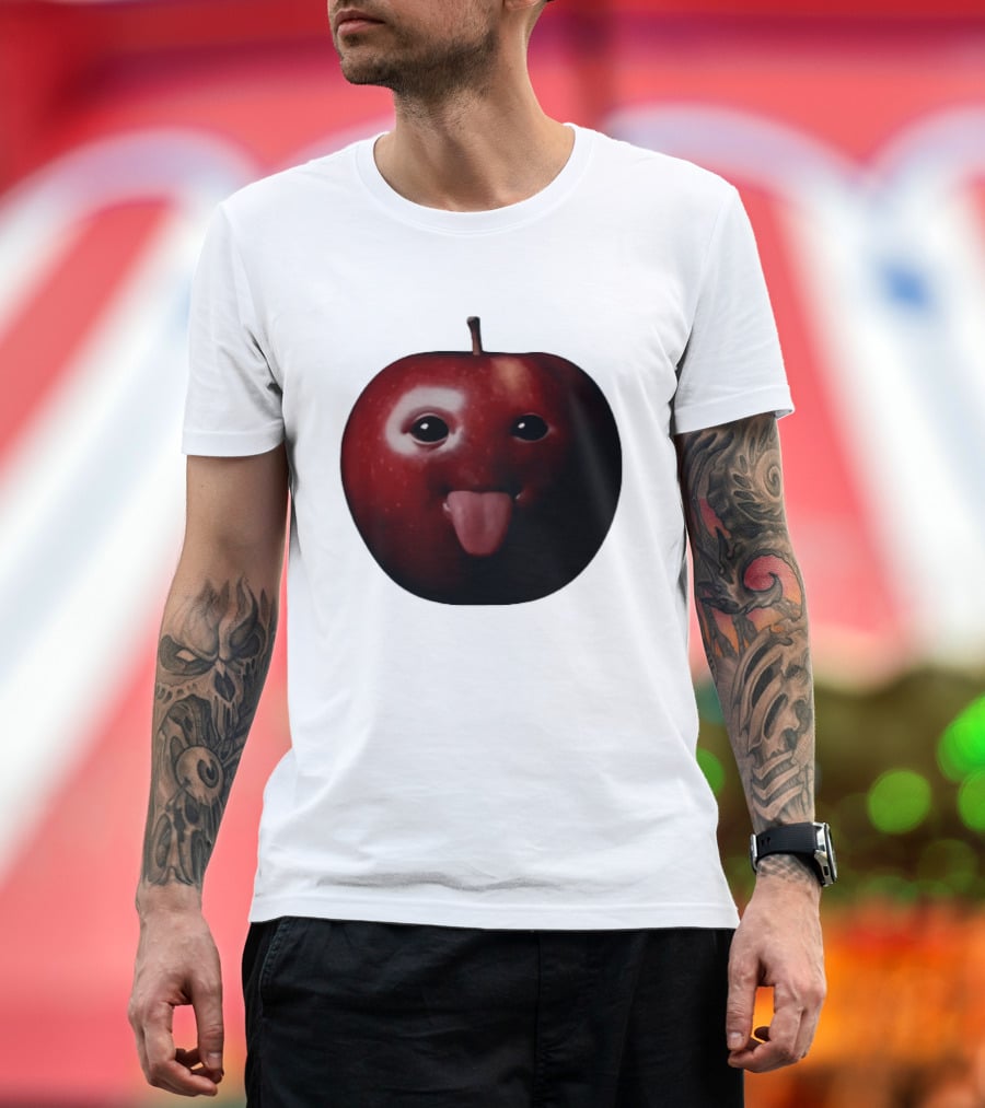 Apple Sticking Out Tongue Funny Fruit Face T-Shirt