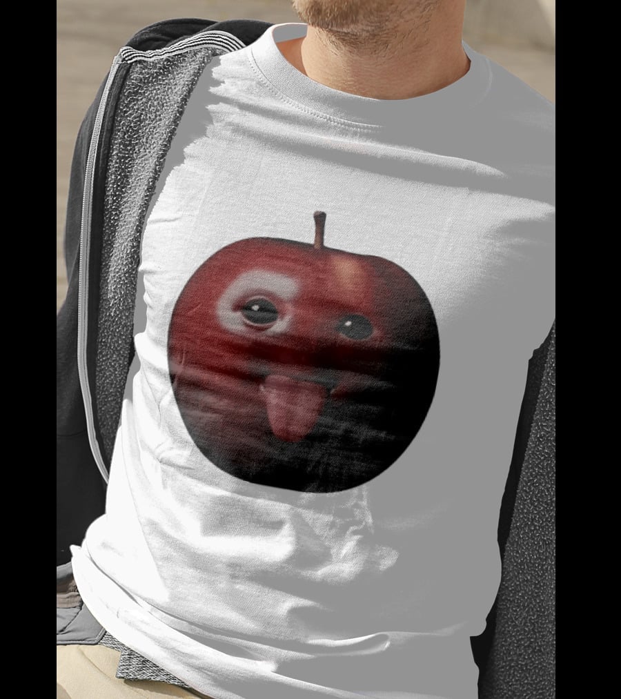 Apple Sticking Out Tongue Funny Fruit Face T-Shirt
