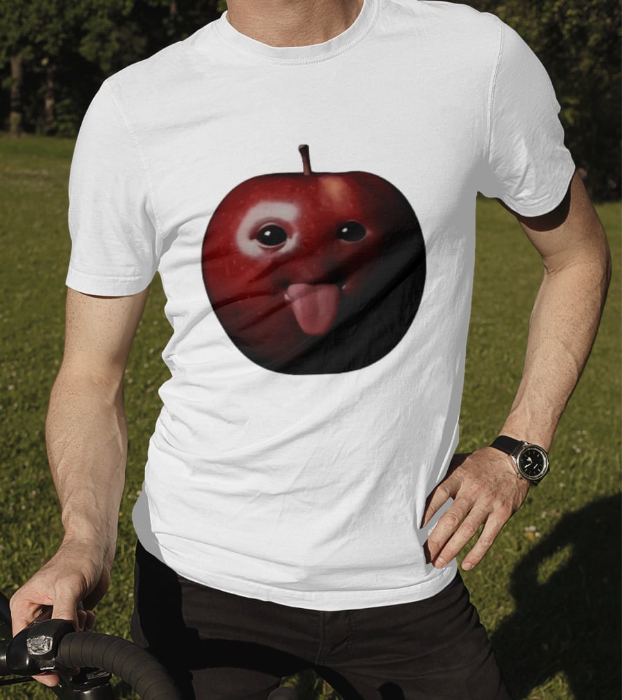 Apple Sticking Out Tongue Funny Fruit Face T-Shirt