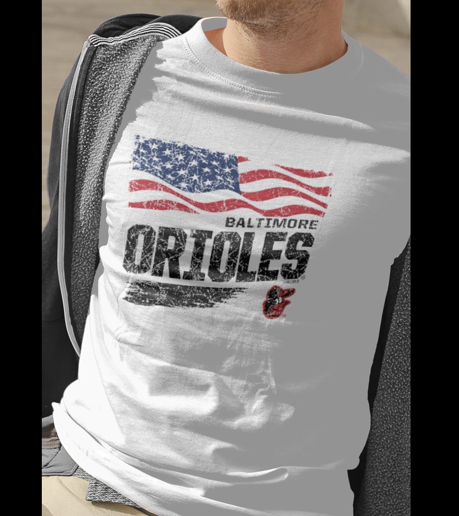 Baltimore Orioles 4th Of July Waving American Flag 250th Anniversary Celebration T-Shirt